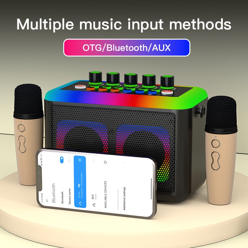 Karaoke Machine Manufacturer - OEM/ODM BT RGB Sound Card with Microphones