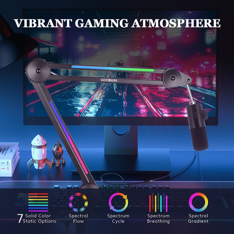 Microphone Stand Manufacturer - OEM/ODM RGB Rotatable Metal Desktop Stand