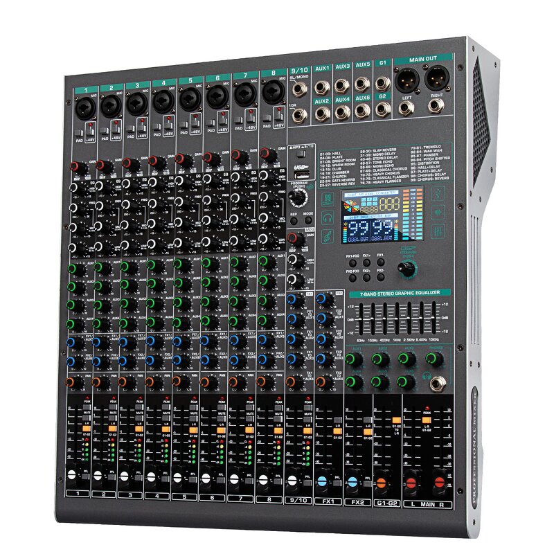 DJ Mixer Manufacturer - OEM/ODM 10 Channel DSP Effects Audio Console