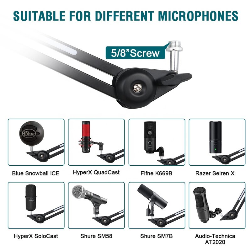 Microphone Stand Manufacturer - OEM/ODM Metal Desk Stand with Colorful Light Arm