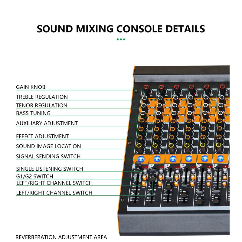 Mixer Manufacturer - OEM/ODM Built-in 99 DSP 7-Band Equalizer Mixer