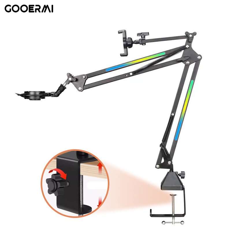 Microphone Stand Manufacturer - OEM/ODM RGB Rotatable Sturdy Metal Desk Stand