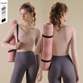 Women's Fitness Top Manufacturer - OEM/ODM Custom V-Neck Pilates Long Sleeve Top