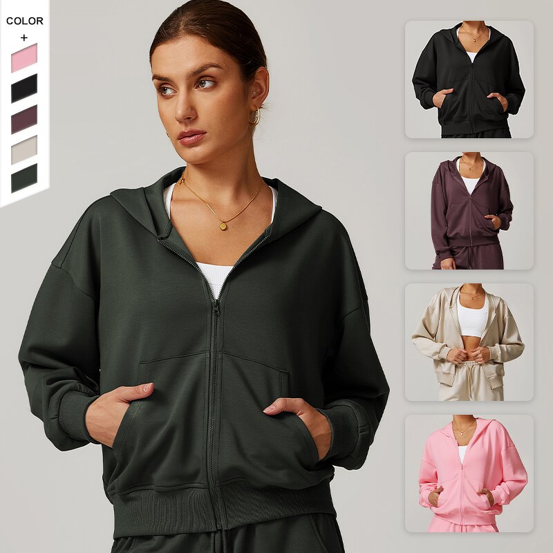 Women's Hoodie Manufacturer - OEM/ODM Custom Full Open Zipper Loose Hoodie