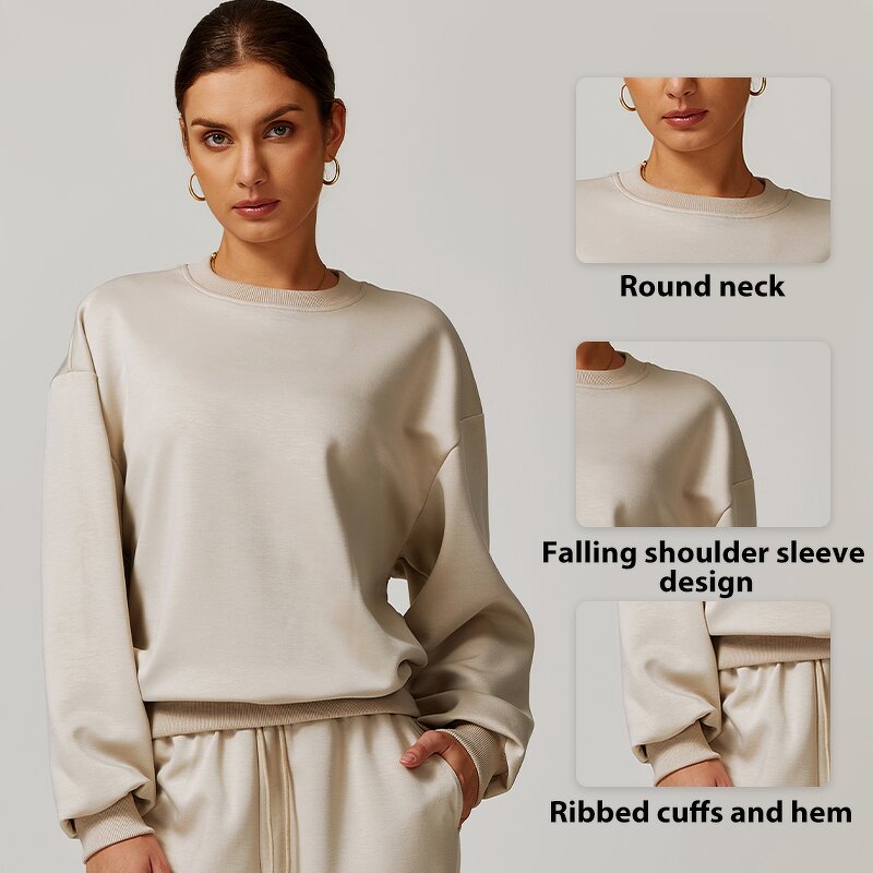 Women's Pullover Manufacturer - OEM/ODM Custom Rib Bottom Round Neck Hoodie