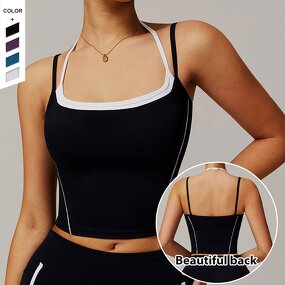 Women's Tank Top Manufacturer - OEM/ODM Custom False Two Piece Beauty Back Vest