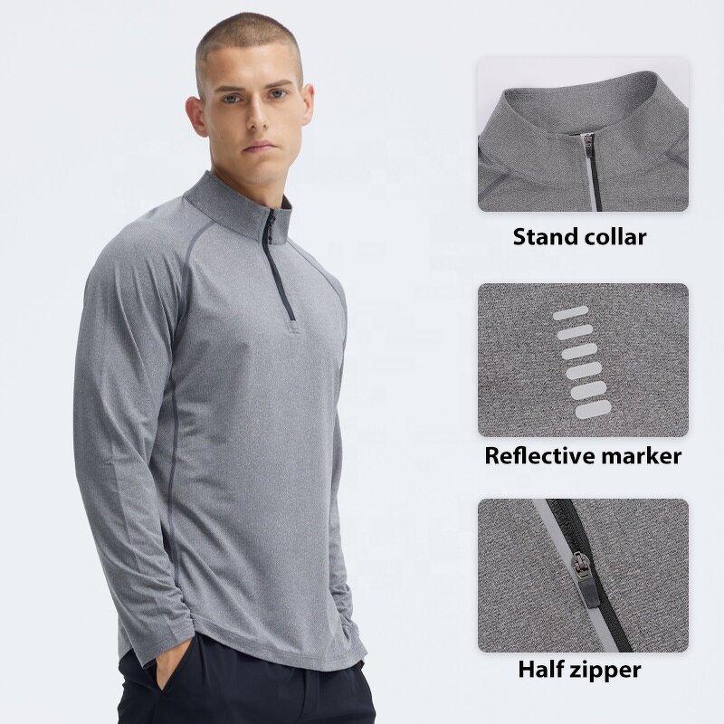 Men's Sports Top Manufacturer - OEM/ODM Custom Half Zip Running Stand up Collar Top