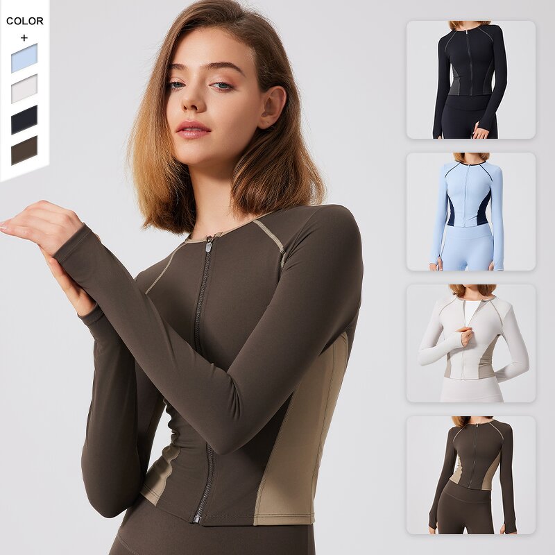 Women's Jacket Manufacturer - OEM/ODM Custom Contrasting Thread Slim Zipper Jacket