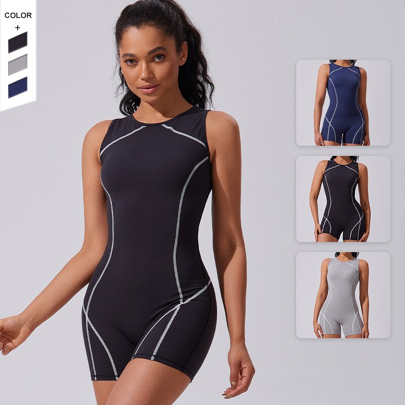 Women's Jumpsuit Manufacturer - OEM/ODM Custom Color Collision Sleeveless Sportswear