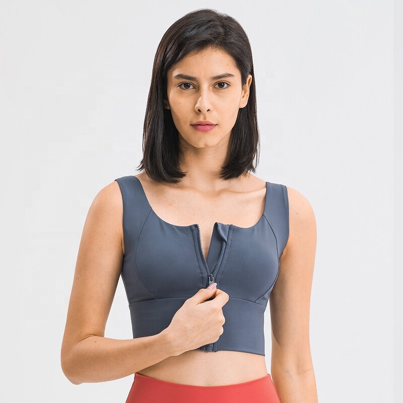 Sports Bra Manufacturer - OEM/ODM Custom Front Zipper Tight Yoga Top
