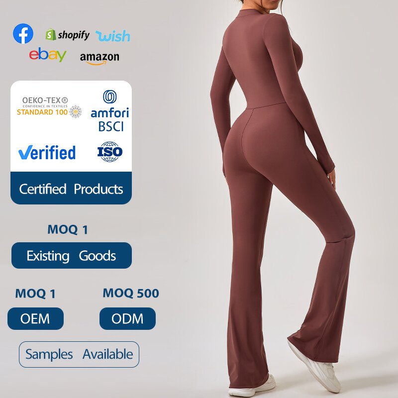 Women's Jumpsuit Manufacturer - OEM/ODM Custom Long-Sleeved Zipper Hip Lifting Jumpsuit