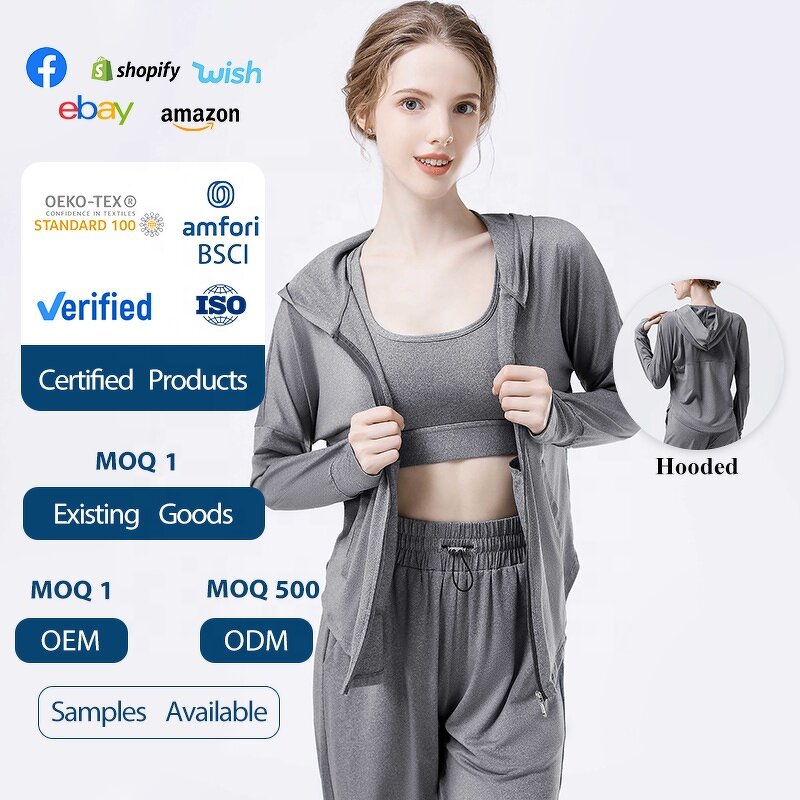 Women's Jacket Manufacturer - OEM/ODM Custom Hooded Full Zip Yoga Jacket