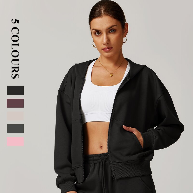 Women's Hoodie Manufacturer - OEM/ODM Custom Full Open Zipper Loose Hoodie