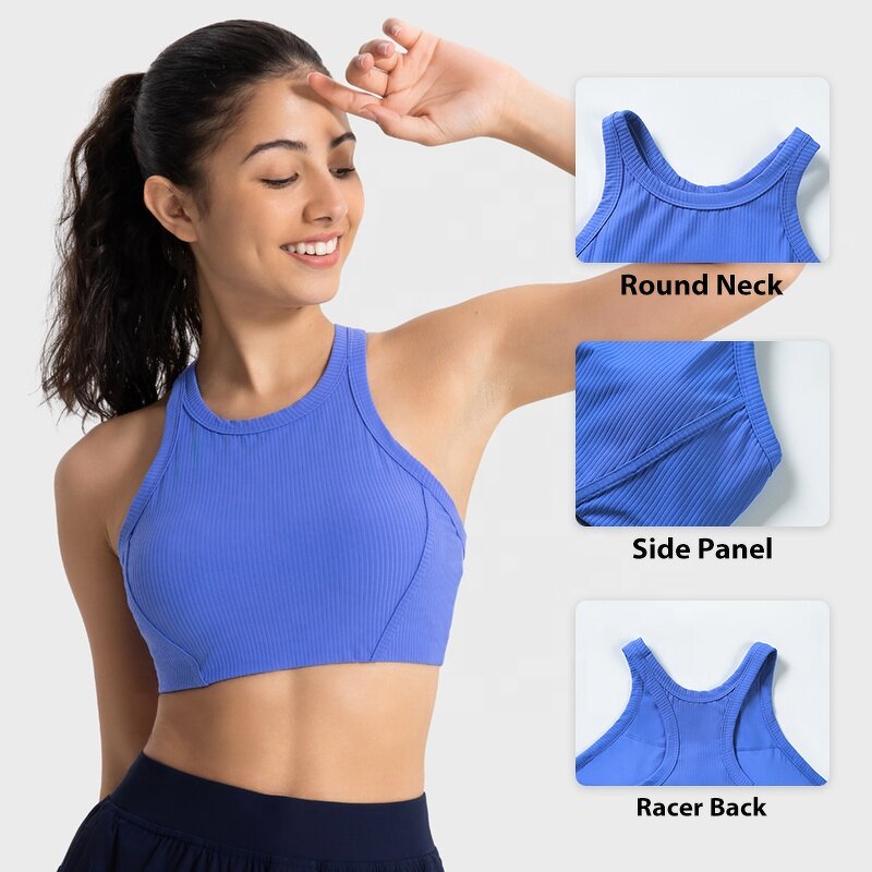 Sports Bra Manufacturer - OEM/ODM Custom Vertical Ribbed High Neck Bra