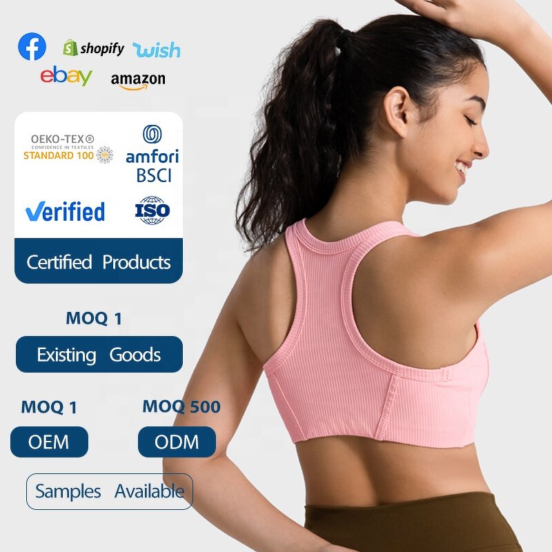 Sports Bra Manufacturer - OEM/ODM Custom Vertical Ribbed High Neck Bra