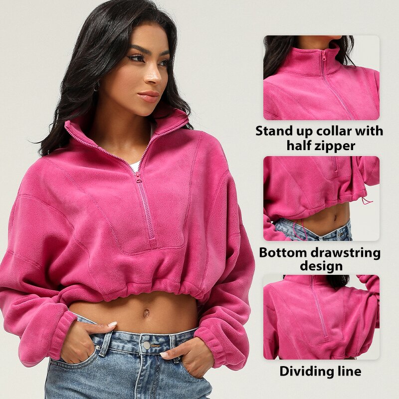 Women's Hoodie Manufacturer - OEM/ODM Custom Stand Collar Drawstring Casual Hoodie