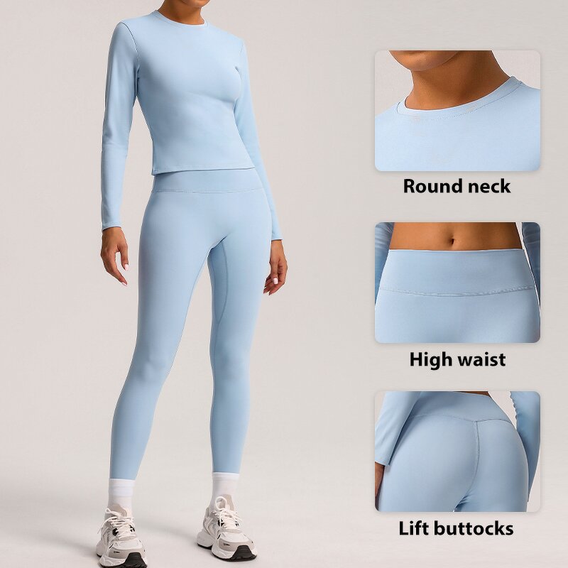 Women's Yoga Suit Set Manufacturer - OEM/ODM Custom Fleece Long Sleeve Leggings Set