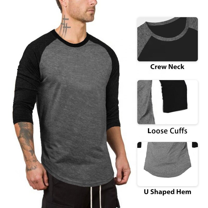 Men's T-Shirt Manufacturer - OEM/ODM Custom Hip Hop Slim Fit Raglan T-Shirt