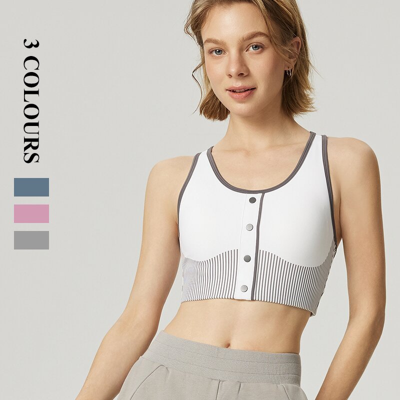 Sports Bra Manufacturer - OEM/ODM Custom Fixed Chest Pad Button Printing Bra