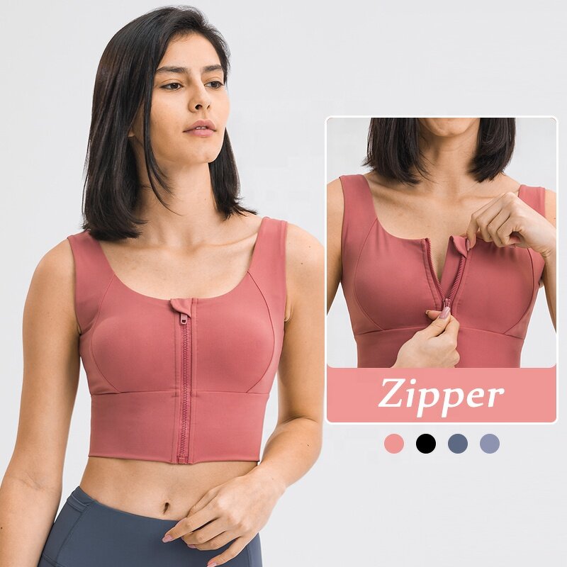 Sports Bra Manufacturer - OEM/ODM Custom Front Zipper Tight Yoga Top