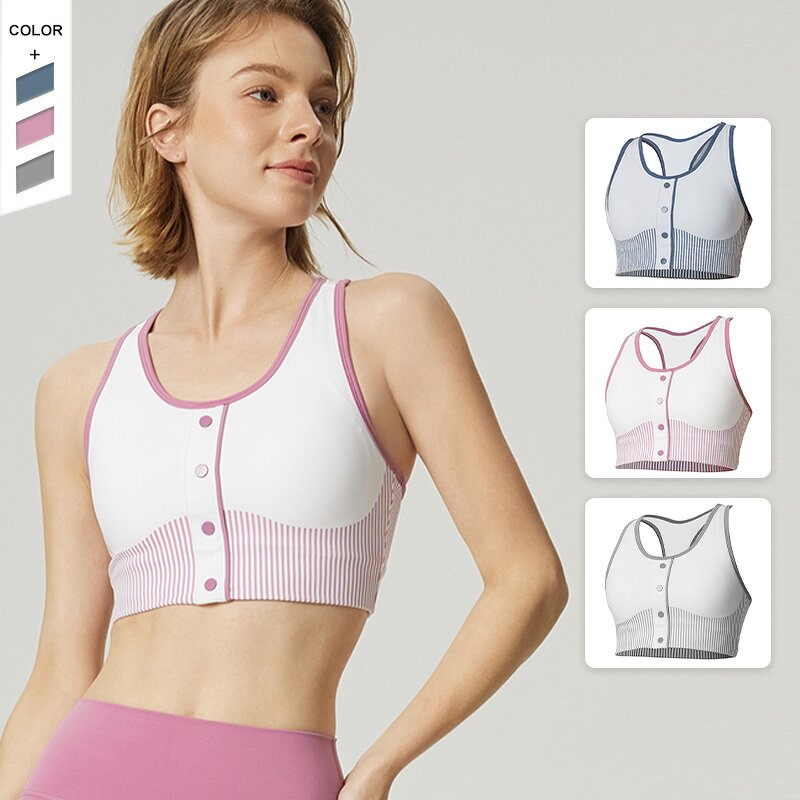 Sports Bra Manufacturer - OEM/ODM Custom Fixed Chest Pad Button Printing Bra