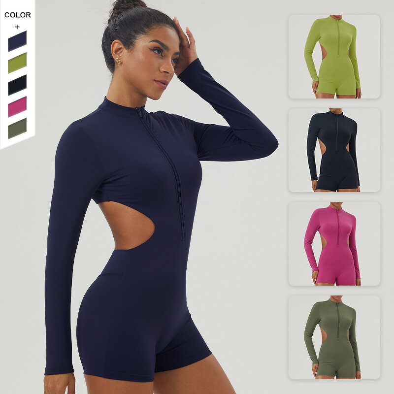 Women's Jumpsuit Manufacturer - OEM/ODM Custom Backless Soft Comfortable Half Zipper