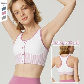 Sports Bra Manufacturer - OEM/ODM Custom Fixed Chest Pad Button Printing Bra