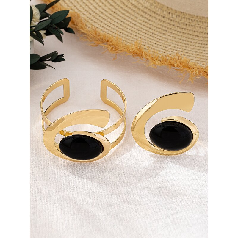 Bangle Ring Set Supplier - Custom Punk Red Gemstone OEM