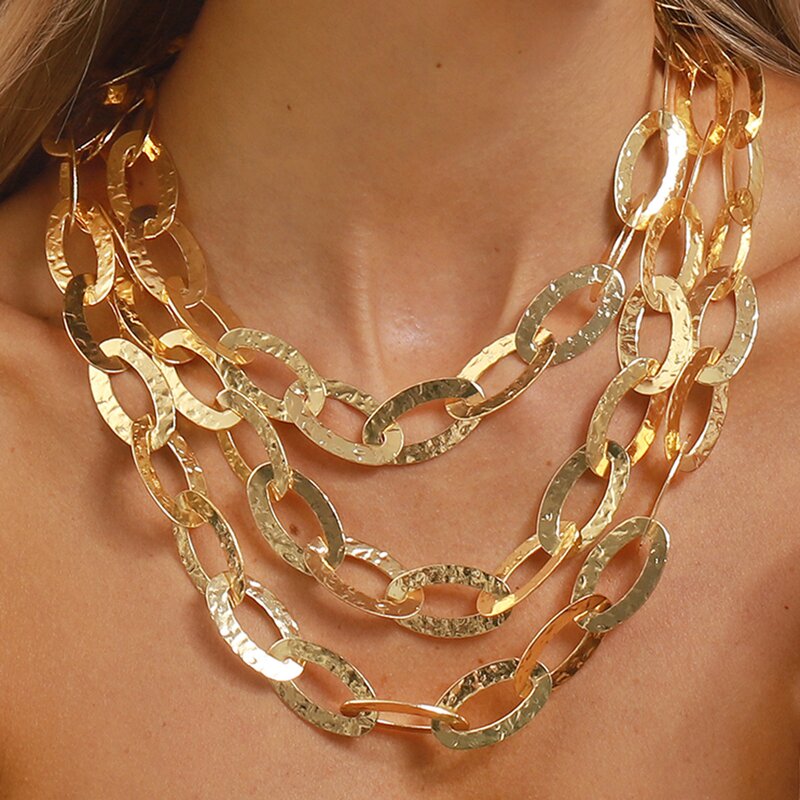 Chain Necklace Factory - Custom Oval Gold Multi-layer OEM