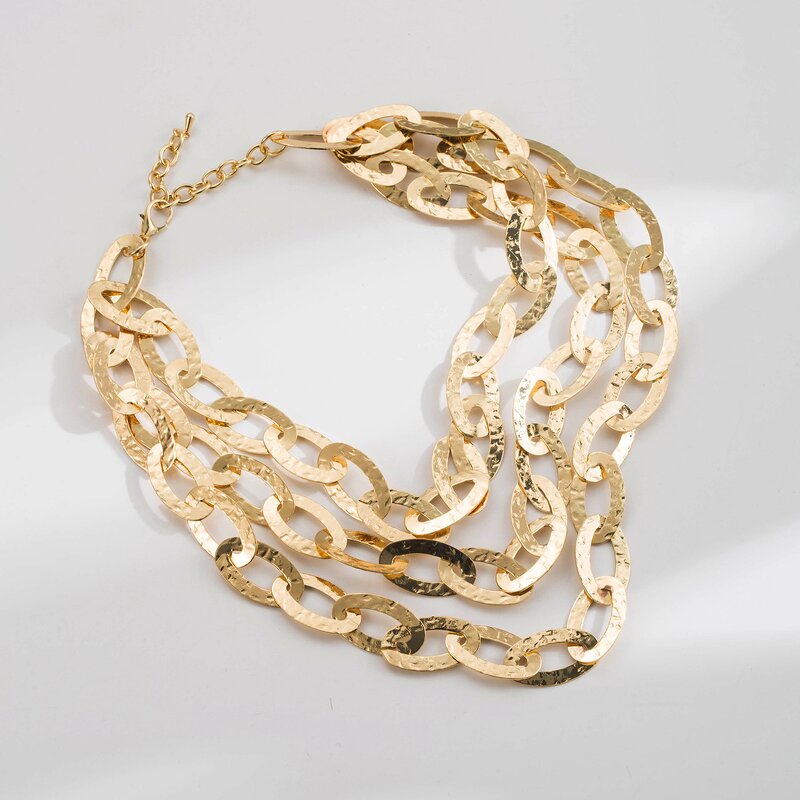 Chain Necklace Factory - Custom Oval Gold Multi-layer OEM