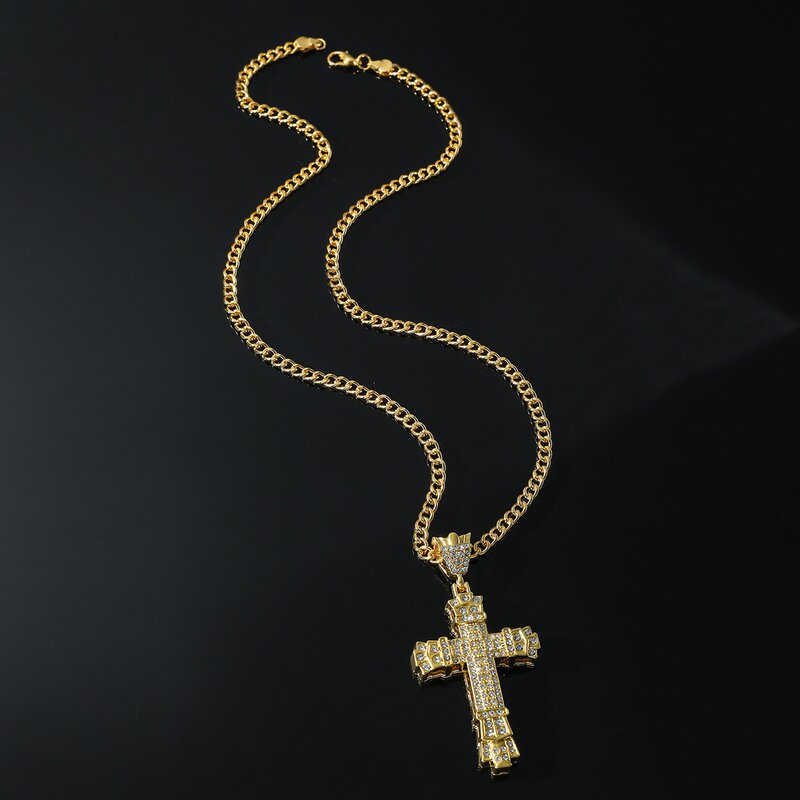 Cross Pendant Necklace Supplier - Custom Shiny Alloy Cuban