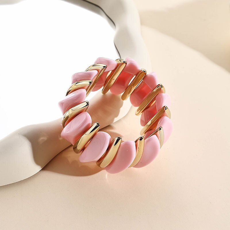 Resin Bracelet Supplier - Custom Splicing Electroplated Gold