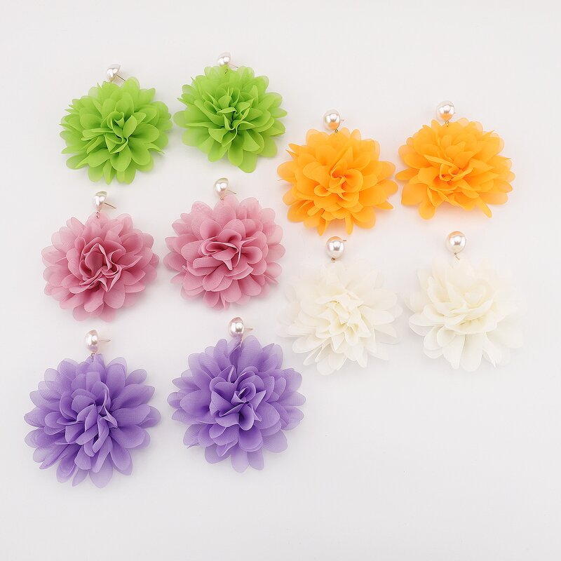 Flower Earrings Supplier - Custom Summer Sweet Fabric Pearl