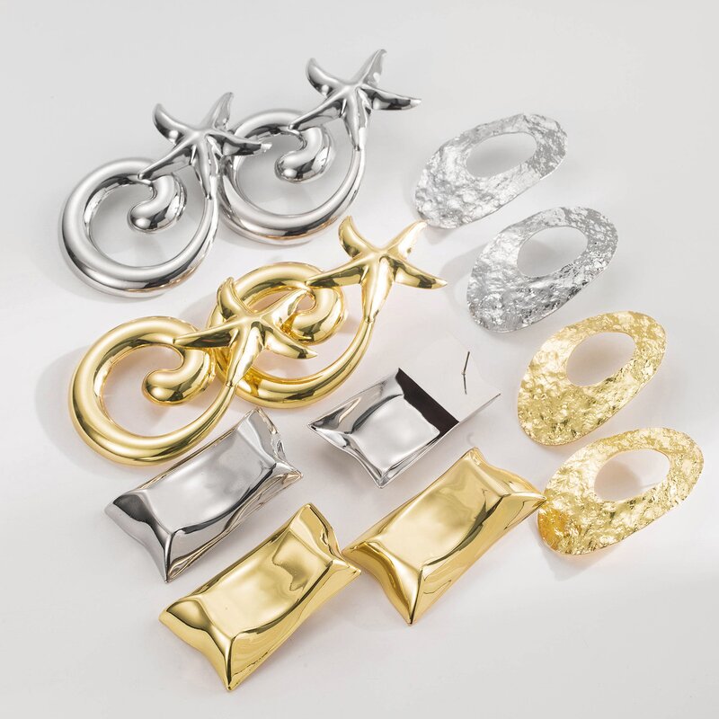 Geometric Earrings Manufacturer - Custom Irregular Gold Drop