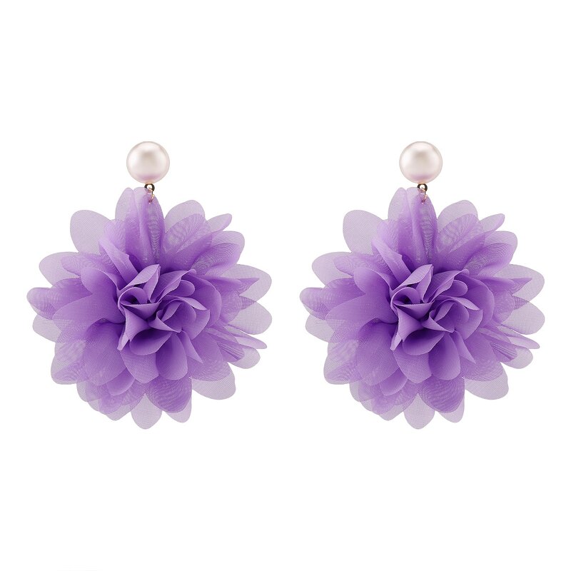 Flower Earrings Supplier - Custom Summer Sweet Fabric Pearl