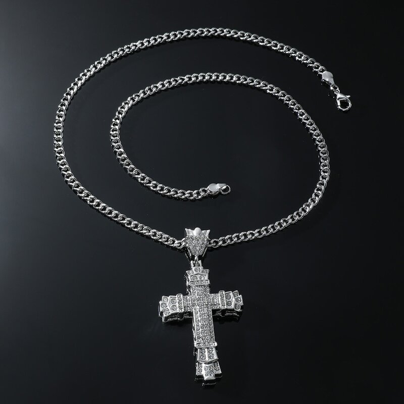 Cross Pendant Necklace Supplier - Custom Shiny Alloy Cuban