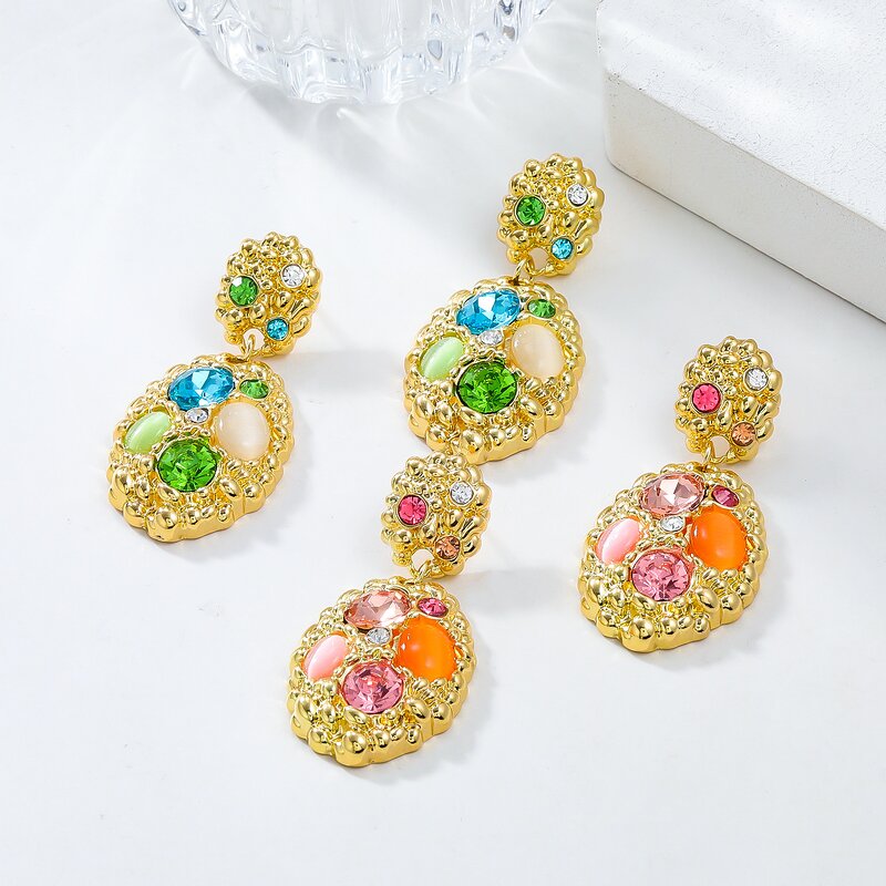 Stud Earrings Manufacturer - Custom Green Rhinestone Round