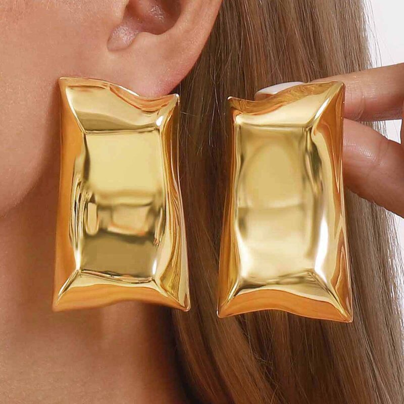 Geometric Earrings Manufacturer - Custom Irregular Gold Drop