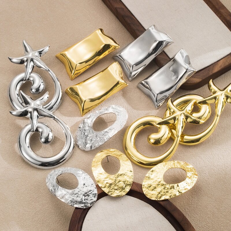 Geometric Earrings Manufacturer - Custom Irregular Gold Drop