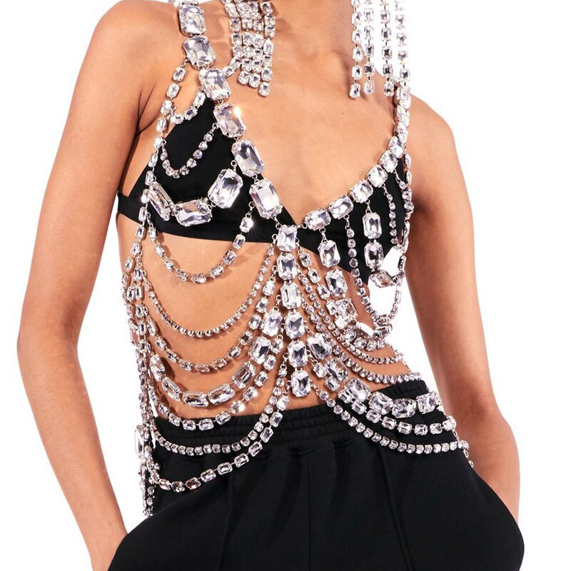 Rhinestone Body Chain Supplier - Custom Multilayer Exaggerated