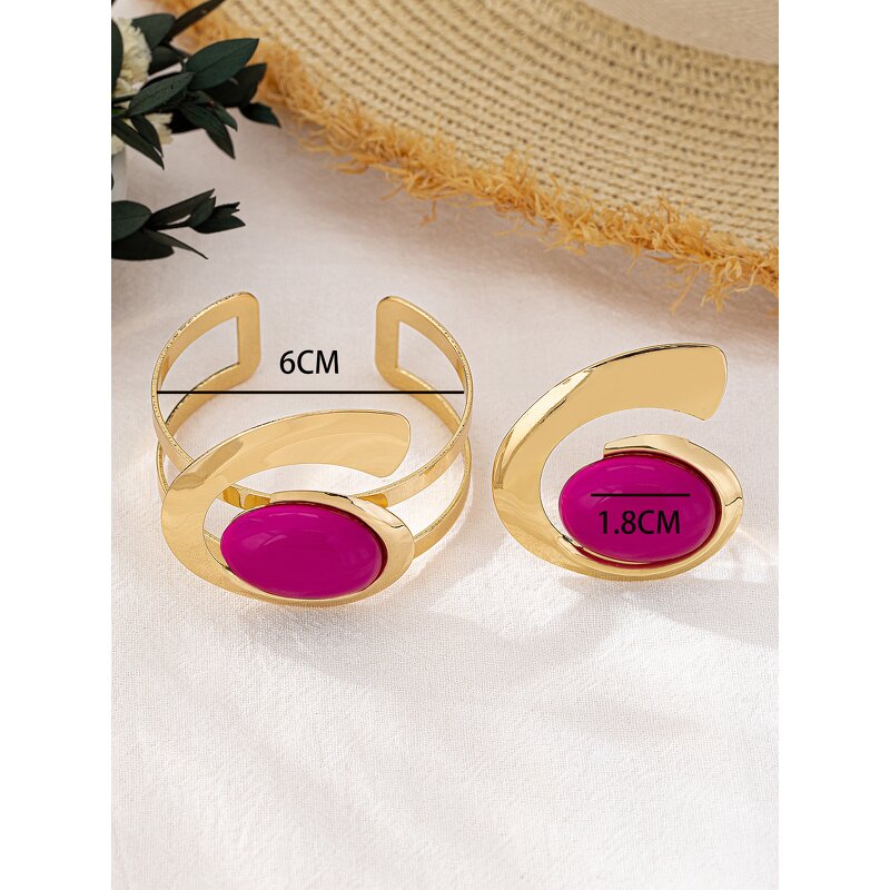 Bangle Ring Set Supplier - Custom Punk Red Gemstone OEM