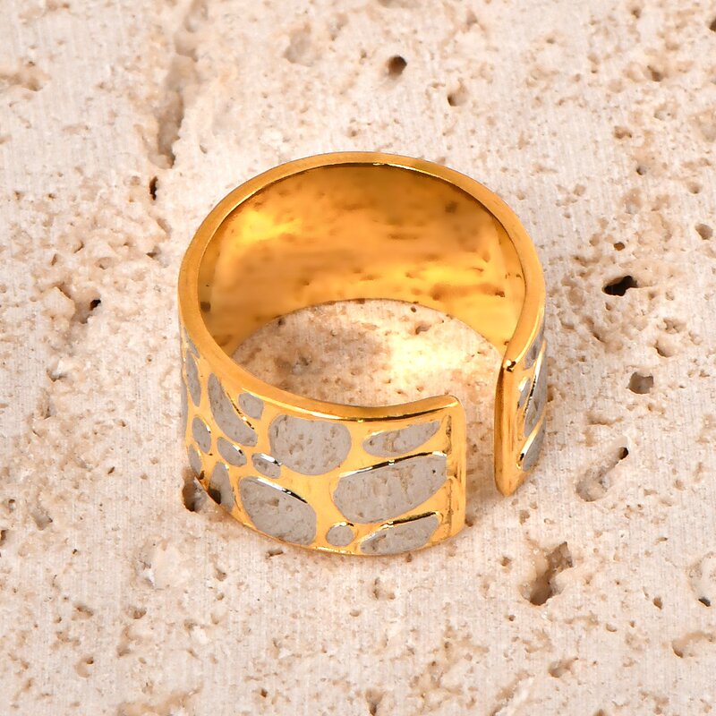 Open Ring Manufacturer - Custom Two Tone Pebble Wide Face