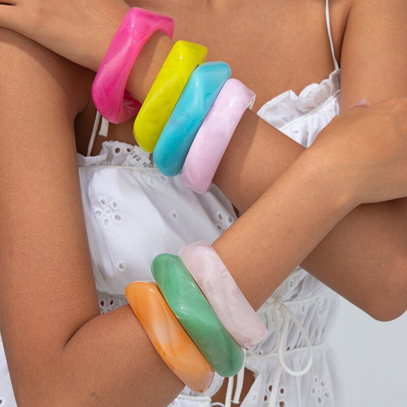 Acrylic Bangle Supplier - Custom Chunky Square Wide Cuff