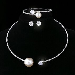 Wedding Jewelry Set Supplier - Custom Pearl Zircon Bride Set