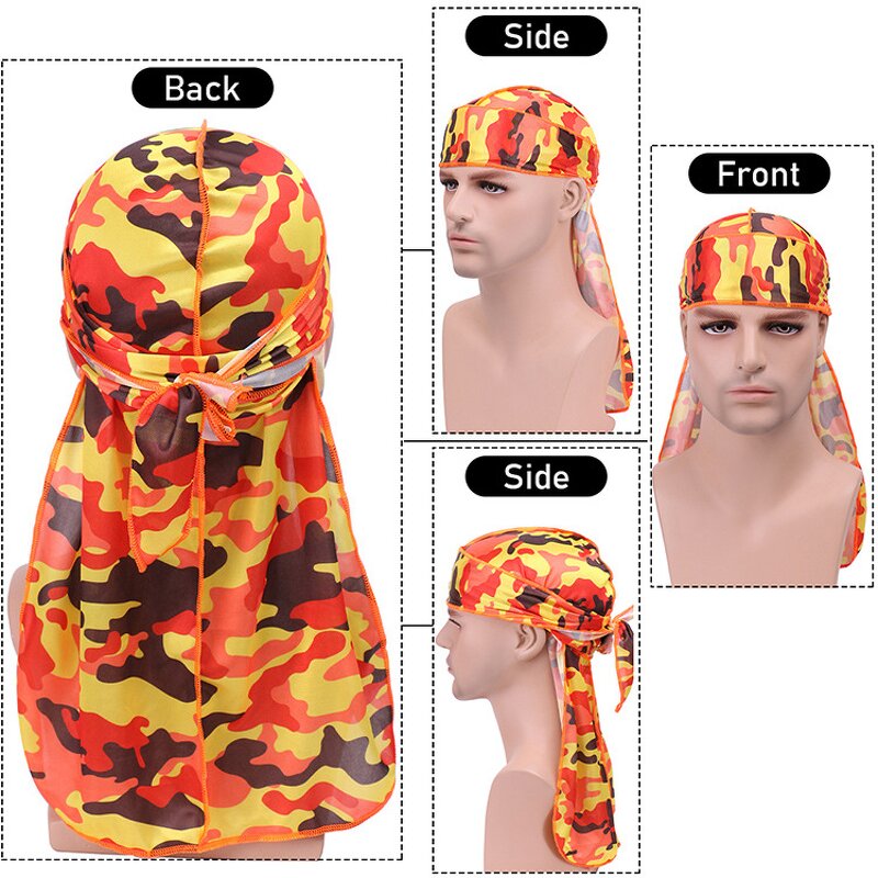 Durag Manufacturer - OEM/ODM Custom Camo 360 Wave Silky Durag Headwrap