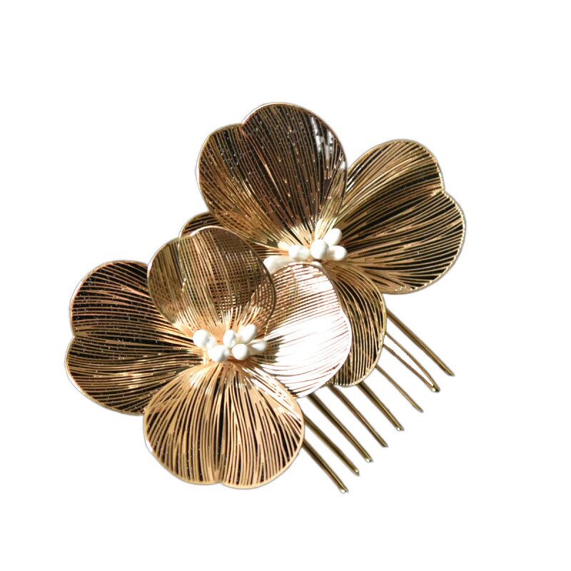 Hair Comb Supplier - Custom Silver Alloy White Floral