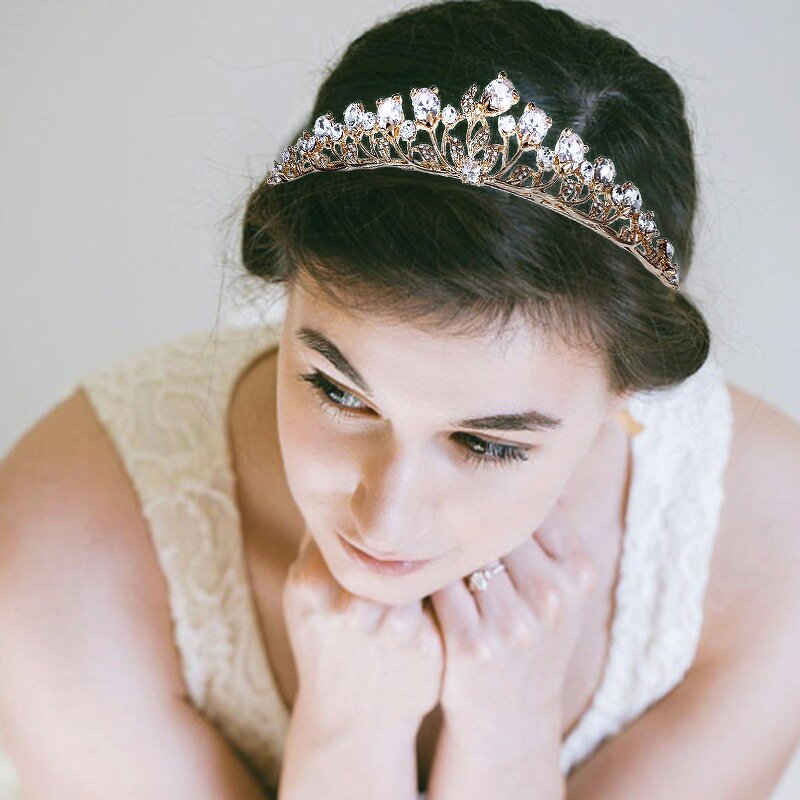 Bridal Crown Factory - Custom Leaf Inlaid Zircon Small