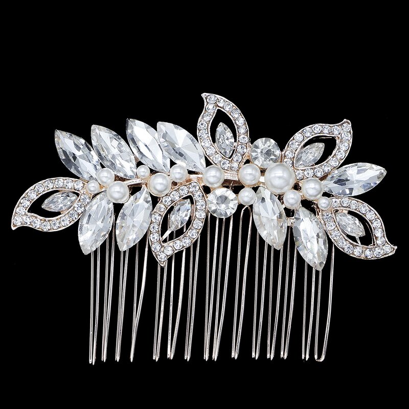 Hair Comb Supplier - Custom White Flower Pearls Crystal