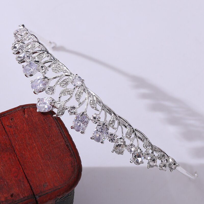 Bridal Crown Factory - Custom Leaf Inlaid Zircon Small