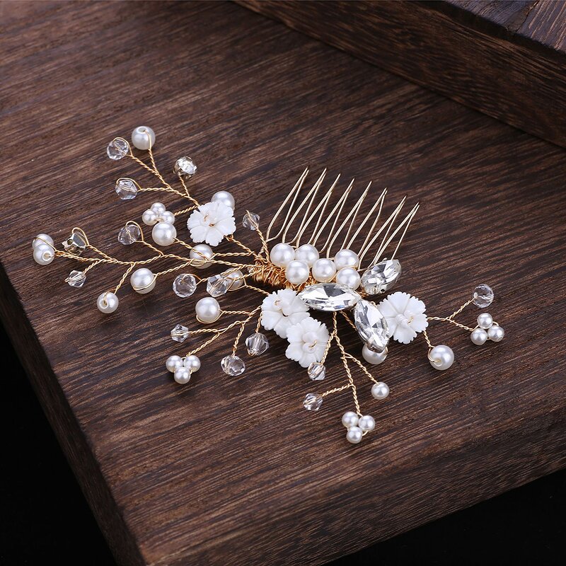 Pearl Hair Comb Factory - Custom Full Beaded Golden Alloy
